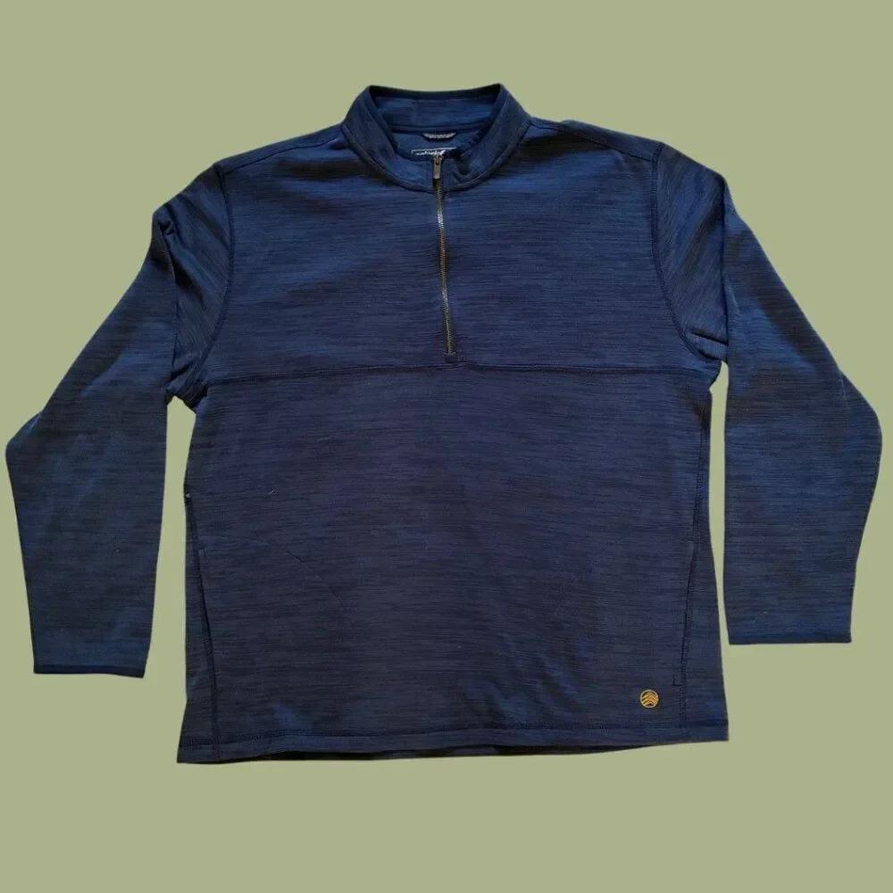 NWOT Solaris Navy/Blue Heather Men's Mock Collar Pullover w/zipper XL